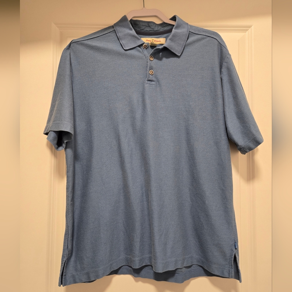 Tommy Bahama Men's Blue Silk Blend Polo Button Up Shirt - Size L